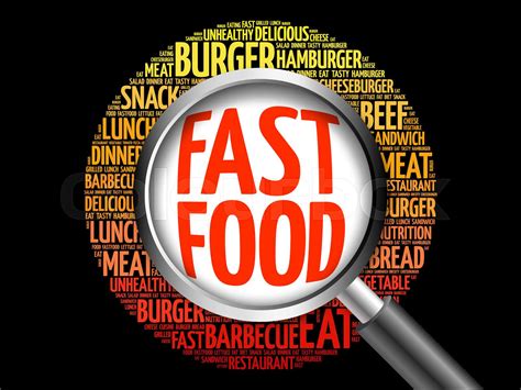 Fast Food Word Cloud With Magnifying Glass Stock Image Colourbox