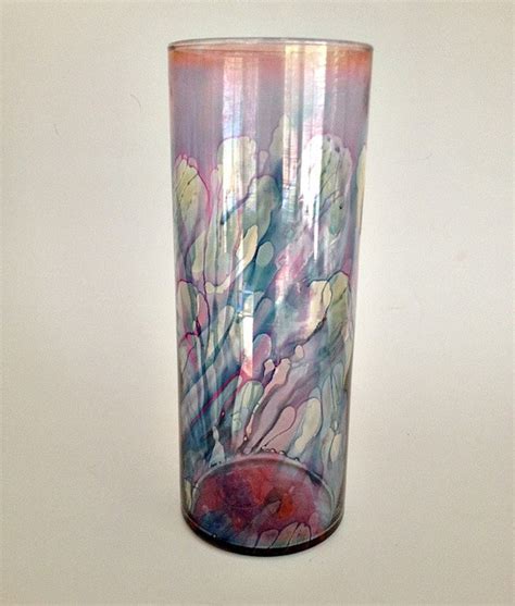 Nouveau Art Glass Vase Rueven Colored Handpainted Glass Etsy