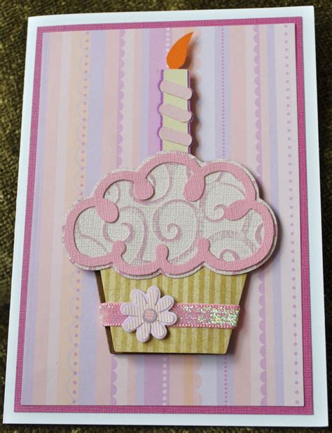 3d Handmade Cupcake Birthday Card 1 Year Old Girl Birthday Card Happy