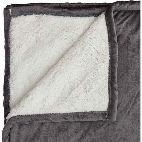 Wilko Fleece Sherpa Throw Grey 180 X 150cm Wilko