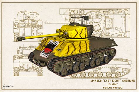 M4a3e8 Easy Eight Sherman Korea Blueprint By Dlm8hn On Deviantart