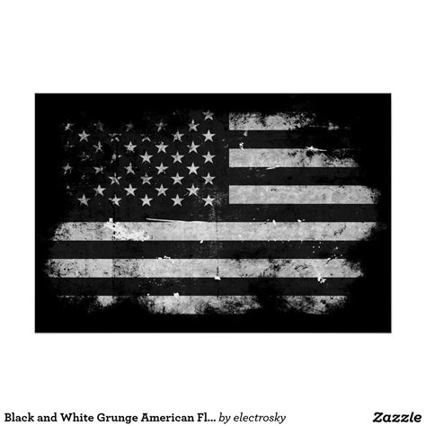 Black And White Grunge American Flag Poster Zazzle American Flag