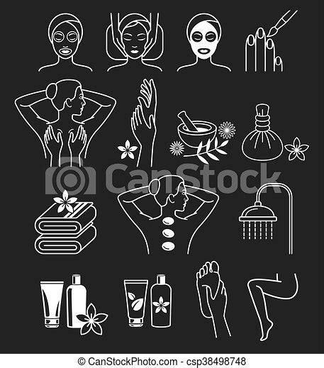 spa massage therapy cosmetics spa massage therapy skin care and cosmetics services icons vector