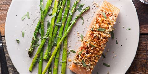 You can go really anywhere with how you flavor it:. Baked Mustard-Crusted Salmon with Asparagus and Tarragon ...