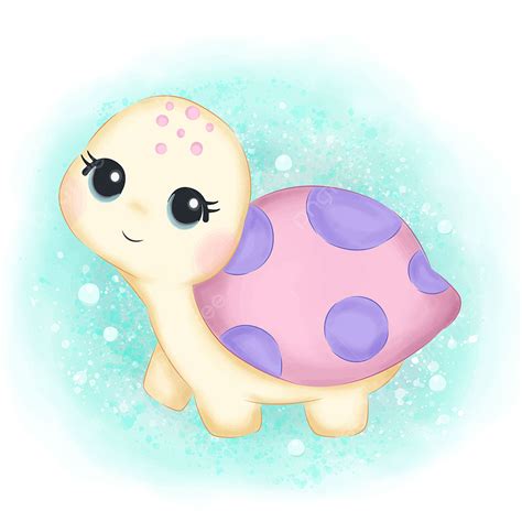 Cute Pink Turtle Illustration For Decoration Kids Background