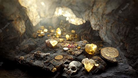 Premium Photo Ancient Treasure Hidden In A Cave Gold Coins And