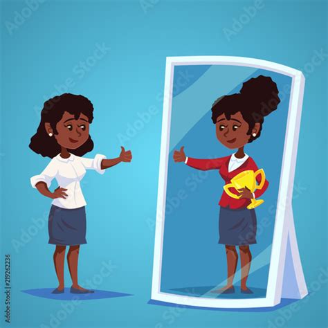 Young African American Businesswomen Standing In Front Of A Mirror