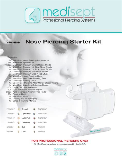 Kits And Training Medisept Nose Piercing Kit Australian Piercing