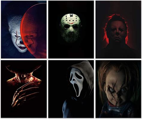 Wall Art Pictures Set Of 6 Pennywise Jason Voorhees Michael Myers