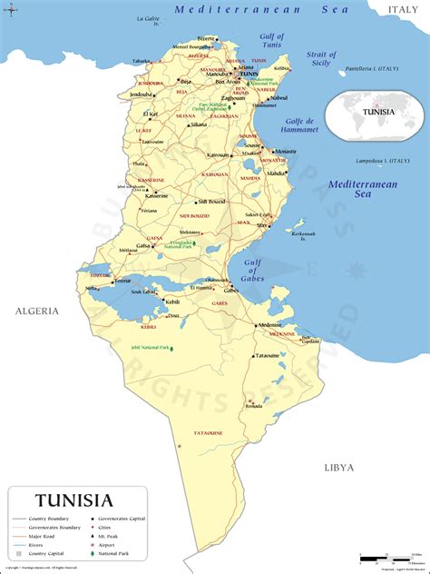 Detailed Map Of Tunisia