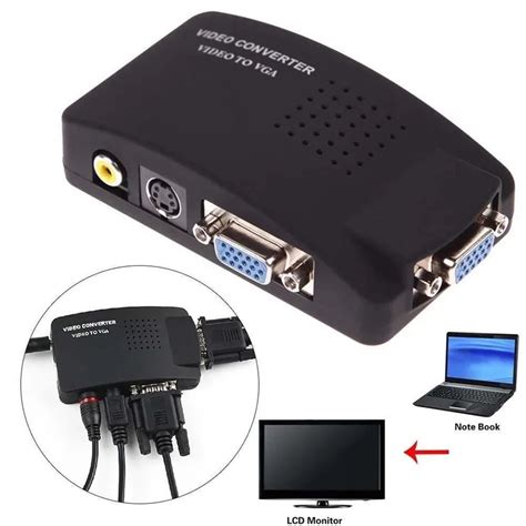 Bnc Rca Composite Av S Video To Vga Converter Box Cctv Dvr Pc Laptop To