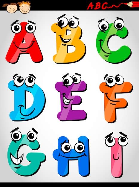 Funny Letters Alphabet Cartoon Illustration Vector Premium Download