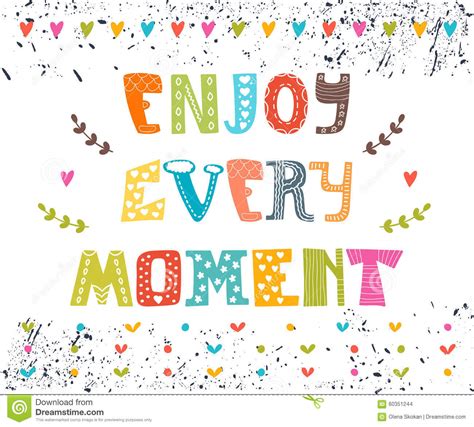 Enjoy Every Moment Hand Drawn Lettering Postcard Stock Vector