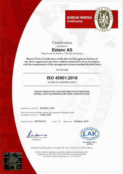 Estanc Receives Iso 45001 2018 Occupational Health And Safety