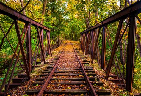 Train Bridge During Autumn York County By Jonbilousphotography