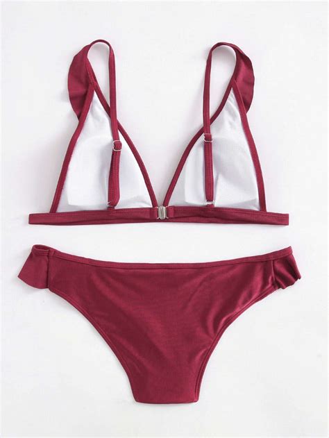Ruffle Detail Adjustable Strap Bikini Set Sheinsheinside