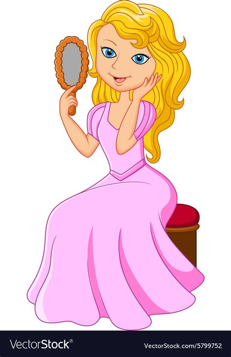 Cartoon Beautiful Princess Holding Glass Vector Image