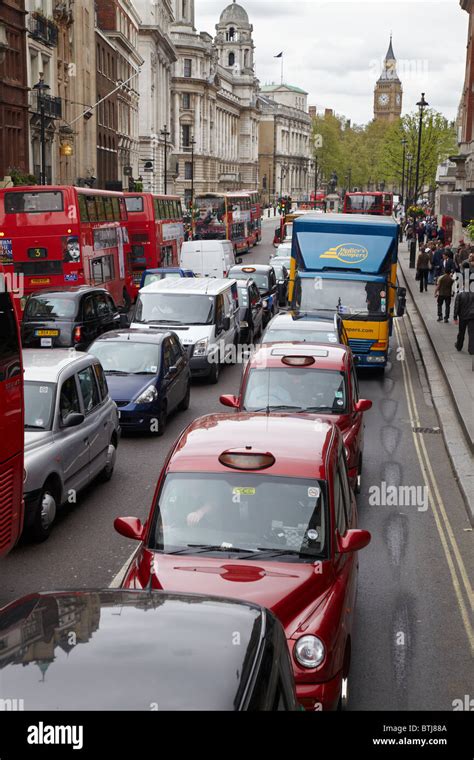 Traffic Jam Whitehall London England United Kingdom Stock Photo Alamy