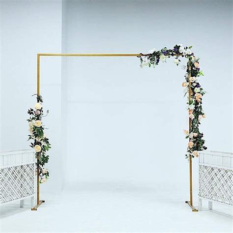8 Ft Tall Square Metal Wedding Arch Backdrop Stand Gold Bkdpstndrec1