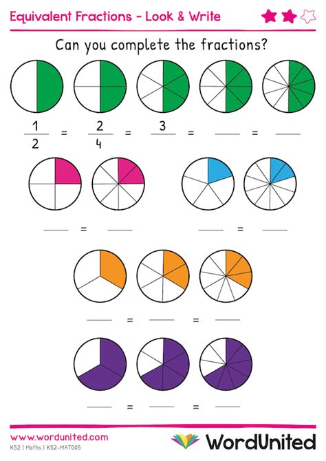 Equivalent Fractions Worksheet Look And Write Wordunited