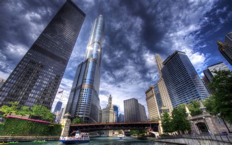 Download Wallpapers Chicago Skyscrapers Modern Buildings Hdr
