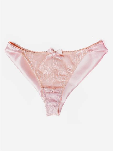 Silk Panties In Pink Lace Silk Tanga Shape Marianna Giordana Paris