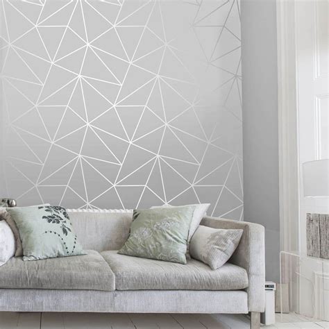 Zara Shimmer Metallic Wallpaper In Soft Grey And Silver Silver