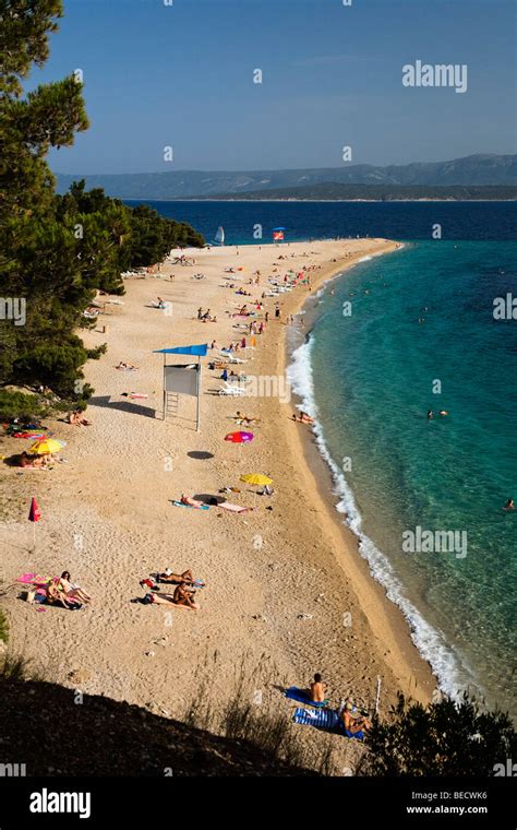 Strand Zlatni Rat Fkk Strand Bol Insel Brac Dalmatien Kroatien Adria Mittelmeer Europa