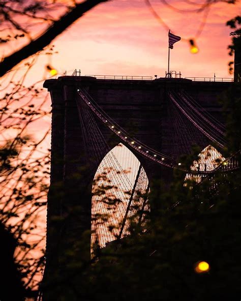 Brooklyn Purple Sunset Moodygrams Travel Brooklyn Bridge