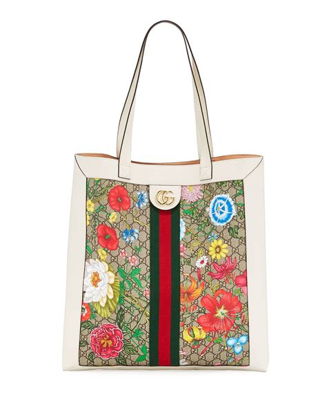 Gucci Ophidia Large Gg Flora Tote Bag In Ggsupreme Flora Modesens