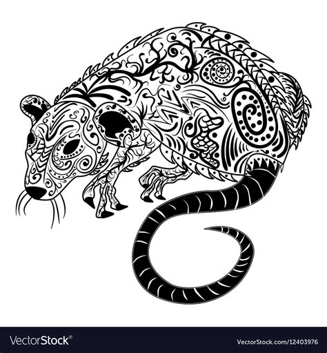 Rat Chinese Zodiac Sign Entangle Stylized Vector Image