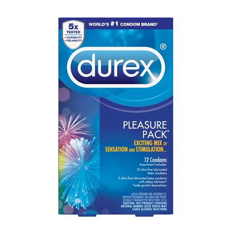 Durex Pleasure Pack Assorted Condoms Exciting Mix Of Sensation And Stimulation Natural Rubber