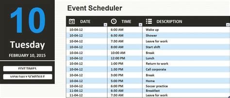 Ms Excel Daily Work Schedule Template Formal Word Templates