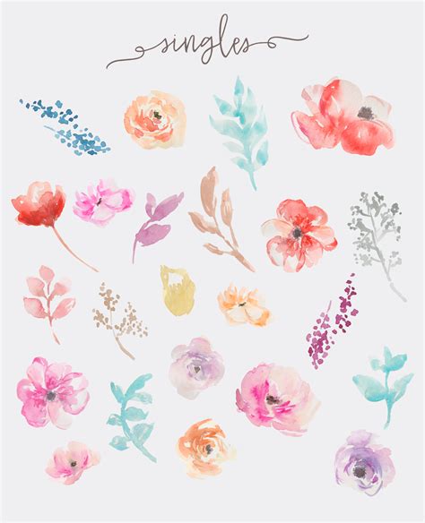 Watercolor Flowers Clip Art By Angie Makes