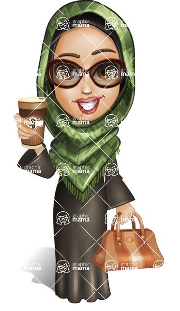 Young Muslim Woman Cartoon Vector Character 102 Cartoon Poses