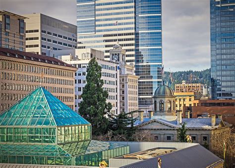 View Of Downtown Portland Oregon With Pioneer Courthouse And Etsy