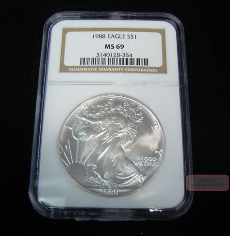 1988 1 American Silver Eagle Ngc Ms69 Bullion Coin 1oz Fine Silver