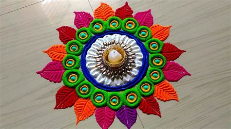 Very easy peacock rangoli for lakshmi pada rangoli by sneha j. very easy rangoli design for festival diwali/rangoli by ...