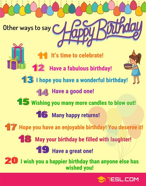 50 Other Ways To Say Happy Birthday In English 7esl