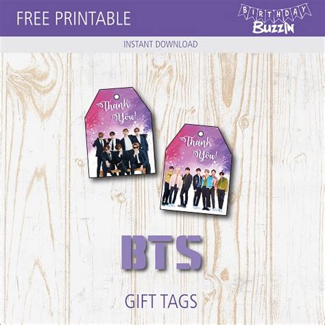 free printable bts favor tags birthday buzzin free printable gift