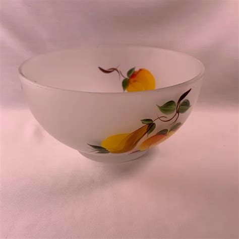 Hazel Atlas Gay Fad Painted Salad Bowl Frosted Glass Large