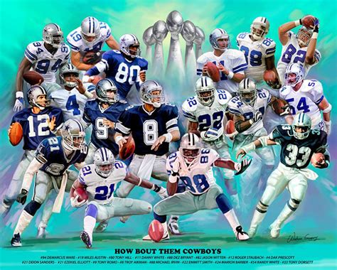 Dallas Cowboys How Bout Them Cowboys 15 Legends Art Print By Wishum