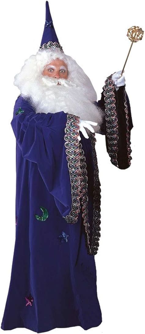 Mens Deluxe Merlin Costume Robe And Hat One Size Purple