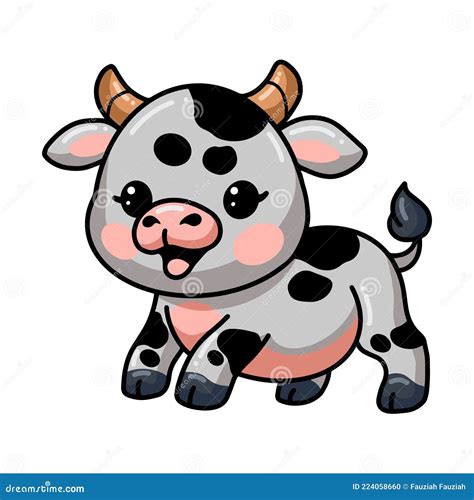 Cute Baby Cow Cartoon Posing Stock Vector Illustration Of Cute