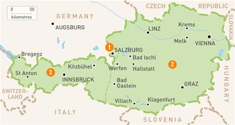Avstrija Map Zemljevid Avstrije Zahodna Evropa Evropa