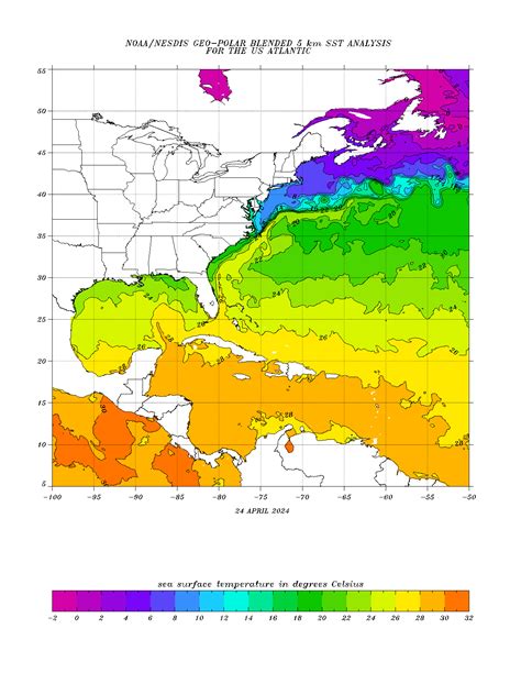 Caribbean Water Temperature Map
