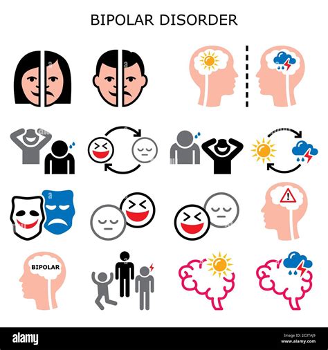 Bipolar Disorder Vector Color Icons Mental Health Concept People