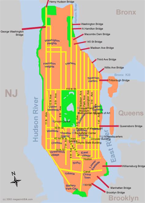 New York City New York Usa Stadtplan Karten New York City