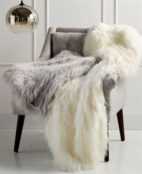 Martha Stewart Collection Closeout Faux Mongolian Fur Throw Created