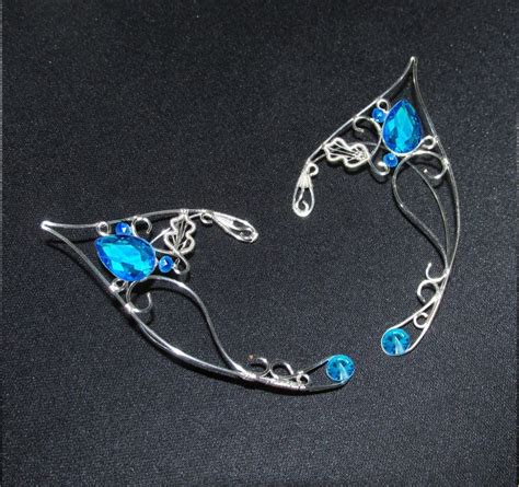 Summer Blue Wire Elf Ears Costume Elf Ears With Swarovski Etsy